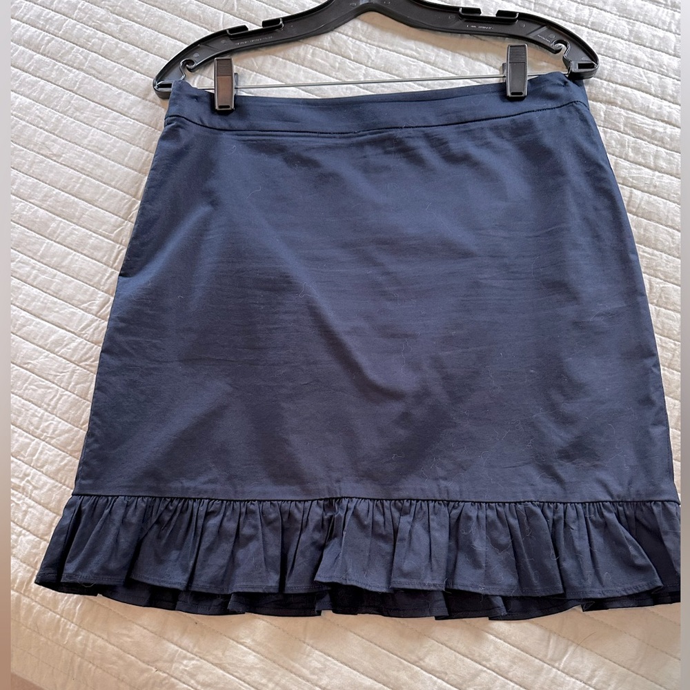 J Crew Navy blue ruffled mini skirt